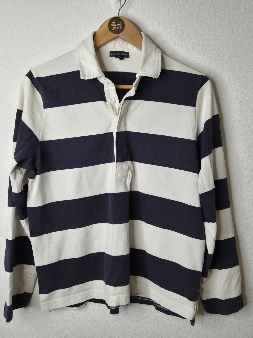 J.Crew Always 1984 Striped Rugby Shirt - Navy & Off-White Womens Size L